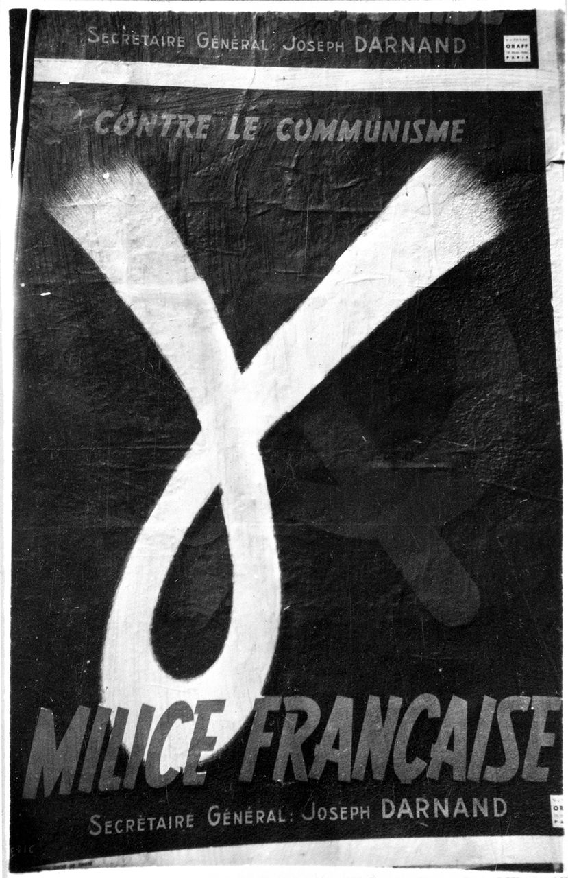 Photo : La lettre grecque gamma, symbole de la force et du renouveau est l’emblème de la Milice française. Cette affiche placardée dans les rues de la ville cherche à recruter des Rennais pour lutter contre « l’ennemi communiste ».