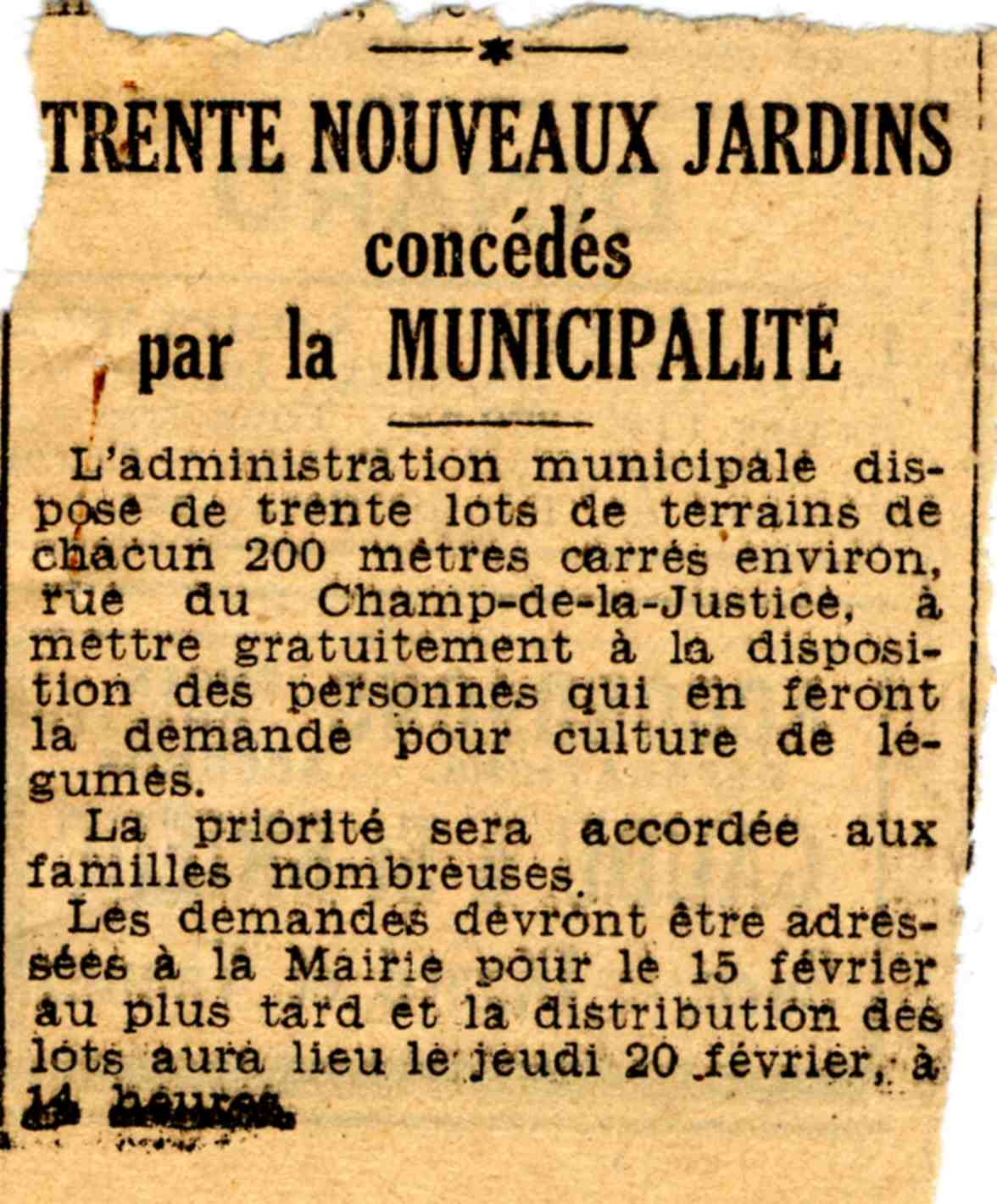 Photo : Pour nourrir les Rennais les plus nécessiteux, la municipalité propose des jardins. Le gouvernement de Vichy de son côté vantait les mérites des jardins familiaux.